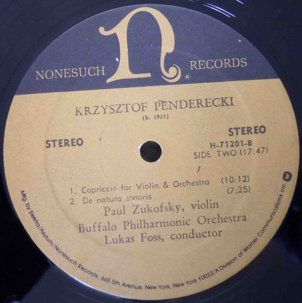 Iannis Xenakis / Krzysztof Penderecki - Akrata, Pithoprakta / Capriccio For Violin & Orchestra, De Natura Sonoris
