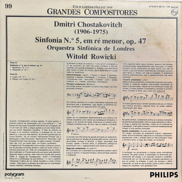 Dmitri Shostakovich - London Symphony Orchestra, Witold Rowicki - Sinfonia N.º 5, Em Ré Menor, Op.47