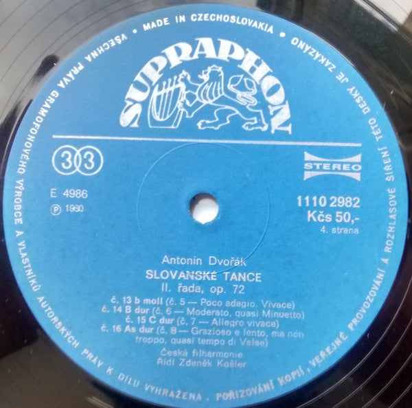 Antonín Dvořák, The Czech Philharmonic Orchestra, Zdeněk Košler - Slovanské Tance (Slavonic Dances / Slawische Tänze / Danses Slaves)