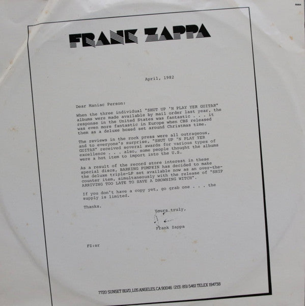 Frank Zappa - Ship Arriving Too Late To Save A Drowning Witch