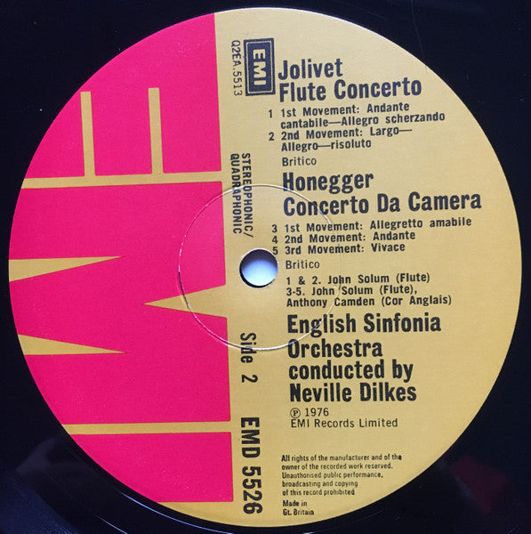 John Solum, English Sinfonia, Neville Dilkes - Flute Concertos / Concerto Da Camera