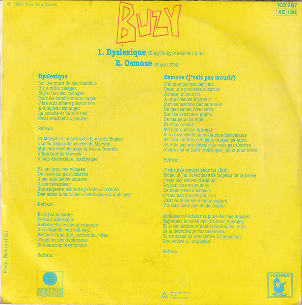 Buzy - Dyslexique / Osmose (J'vais Pas Mourir)