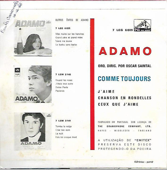 Adamo - J'Aime / Chanson En Rondelles / Comme Toujours / Ceux Que J'Aime