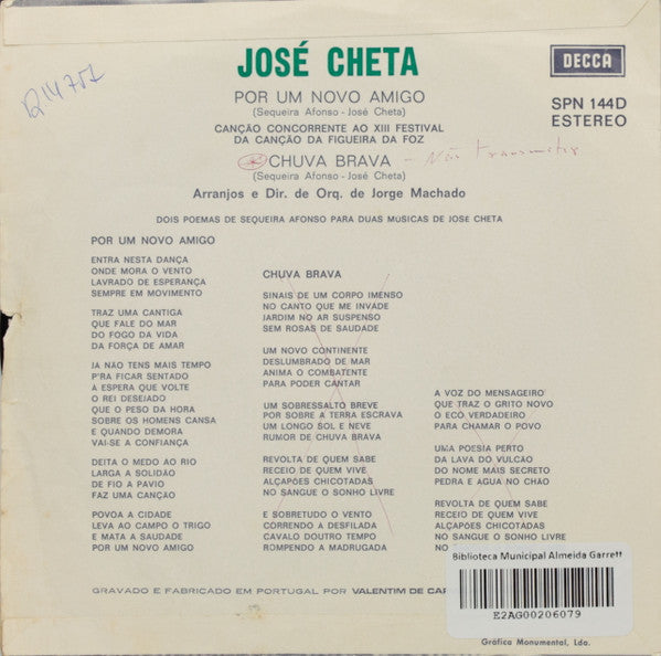 José Cheta - Por Um Novo Amigo