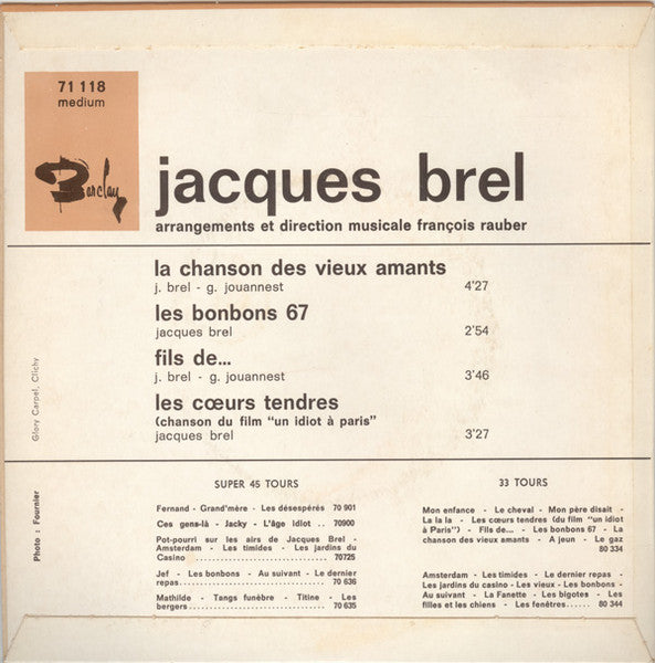 Jacques Brel - La Chanson Des Vieux Amants