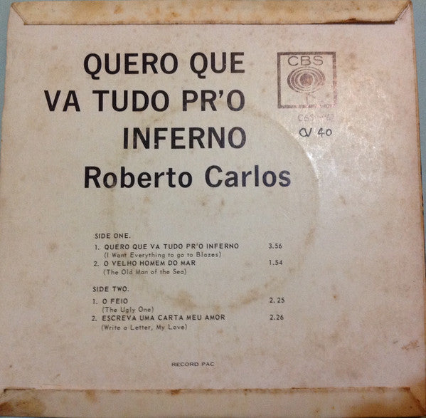 Roberto Carlos - Quero Que Vá Tudo Pro Inferno