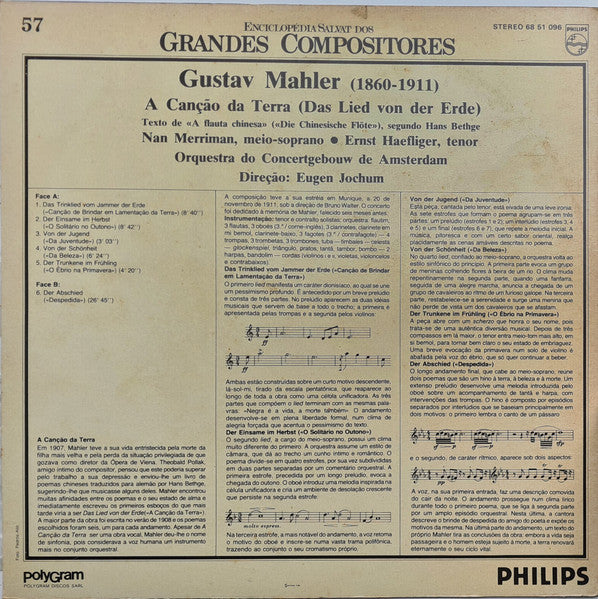 Gustav Mahler - Nan Merriman, Ernst Haefliger, Concertgebouworkest, Eugen Jochum - A Canção Da Terra