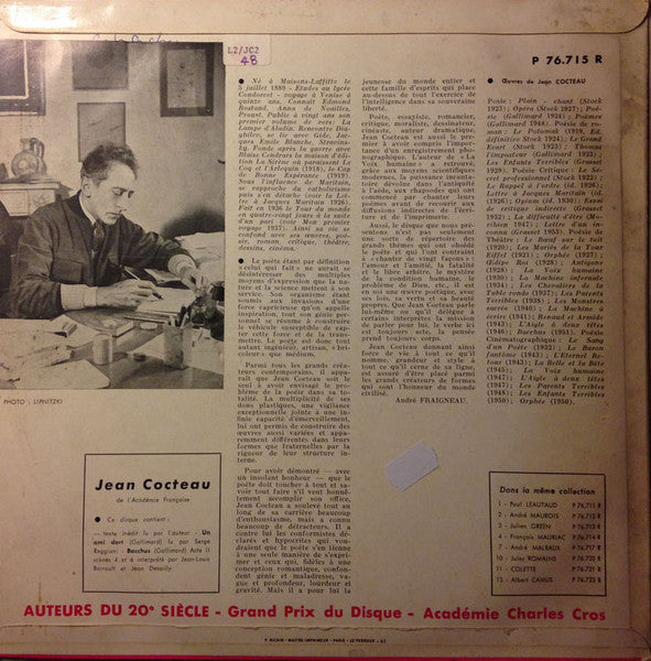 Jean Cocteau, Serge Reggiani, Jean-Louis Barrault, Jean Desailly - Un Ami Dort / Bacchus / Texte Inédit