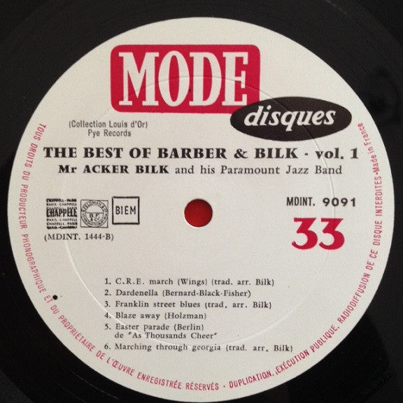 Chris Barber And Acker Bilk - The Best Of Barber And Bilk Volume One