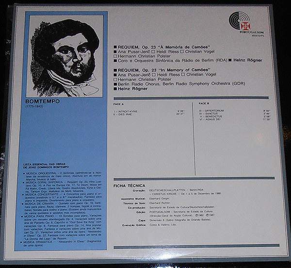 João Domingos Bomtempo – Ana Pusar Jerič, Heidi Rieß, Christian Vogel (3), Hermann Christian Polster, Rundfunkchor Berlin, Rundfunk-Sinfonieorchester Berlin, Heinz Rögner - Requiem, Op. 23 À Memória De Camões
