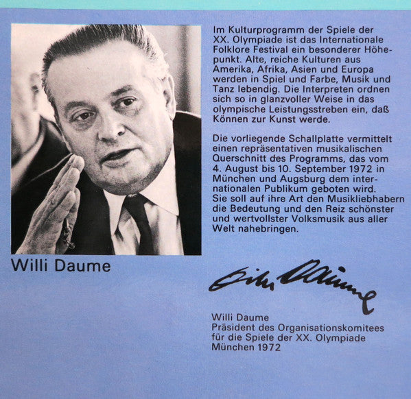 Various - Eine Auswahl Aus Dem Offiziellen Folklore-Programm Der Olympischen Spiele München 1972