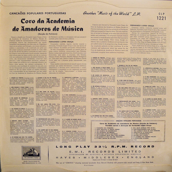 Fernando Lopes-Graça, Coro Lopes-Graça Da Academia De Amadores De Música - Portuguese Folksongs For Mixed Chorus