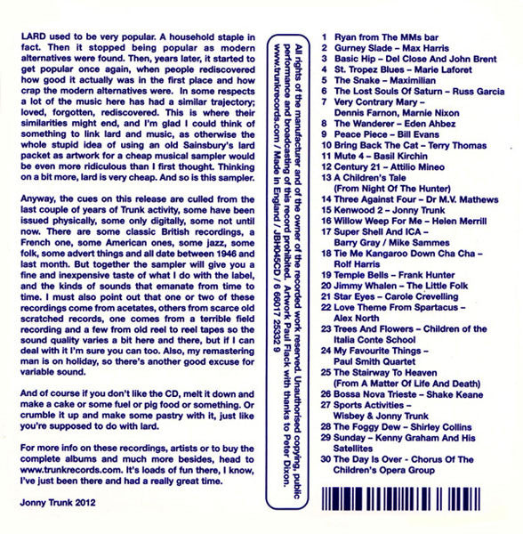 Various - Refined Lard (A Trunk Records Sampler)