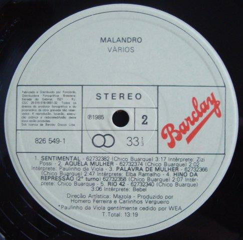 Various - Chico Buarque Apresenta Malandro