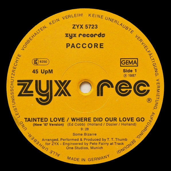 Paccore - Tainted Love (new '87 Version) & Where Did Our Love Go