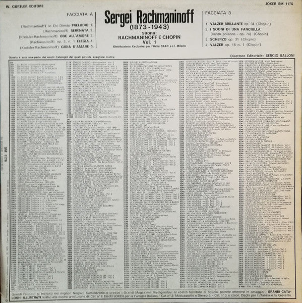 Sergei Vasilyevich Rachmaninoff, Frédéric Chopin - Suona Rachmaninoff E Chopin Vol. 1