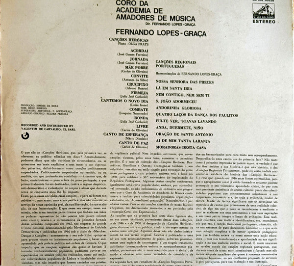 Fernando Lopes-Graça, Coro Lopes-Graça da Academia de Amadores de Música - Canções Heróicas / Canções Regionais Portuguesas