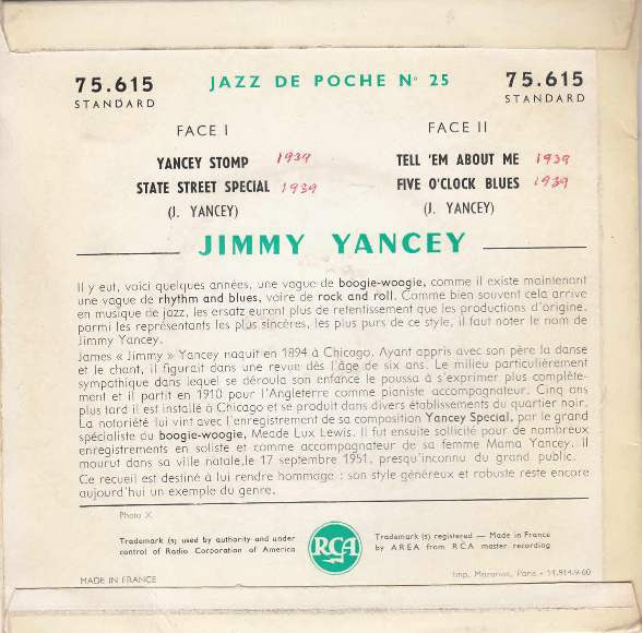 Jimmy Yancey - Jazz De Poche N° 25