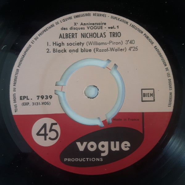 Albert Nicholas Trio - New Orleans Clarinet Vol. 1