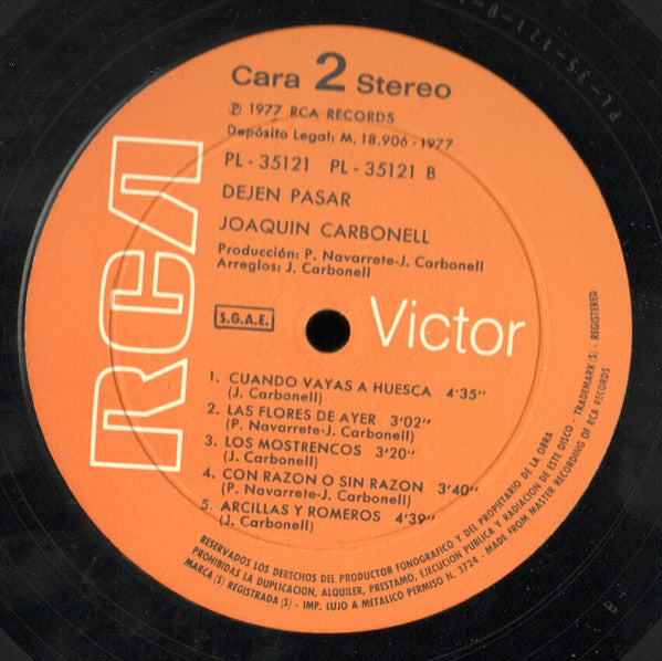 Joaquín Carbonell - Dejen Pasar
