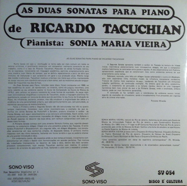 Ricardo Tacuchian - Sonia Maria Vieira - As Duas Sonatas Para Piano De Ricardo Tacuchian
