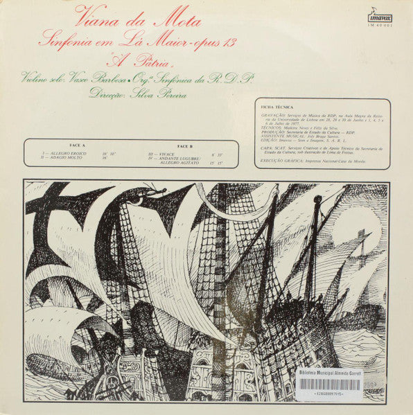José Viana da Mota / Orquestra Sinfónica da RDP, Silva Pereira, Vasco Barbosa - Sinfonia Em Lá Maior - Opus 13 "À Pátria"