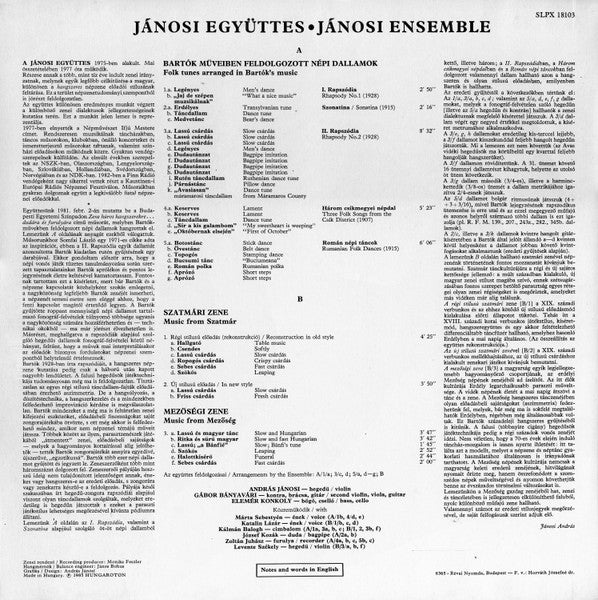 Jánosi Ensemble - Original Folk Tunes In Bartók's Music (Music From Szatmár And The Mezőség)
