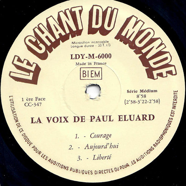 Paul Éluard - La Voix De Paul Eluard