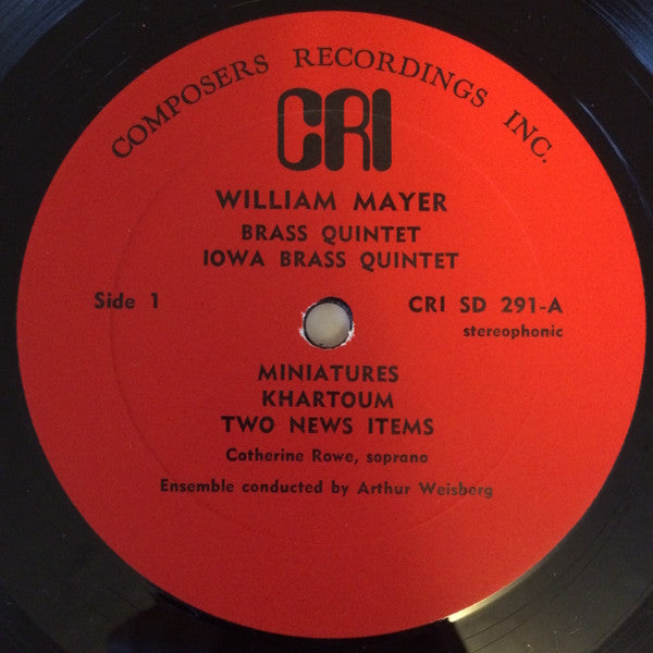 William Mayer / Dominick Argento - Brass Quintet / Miniatures / Two News Items / Letters From Composers