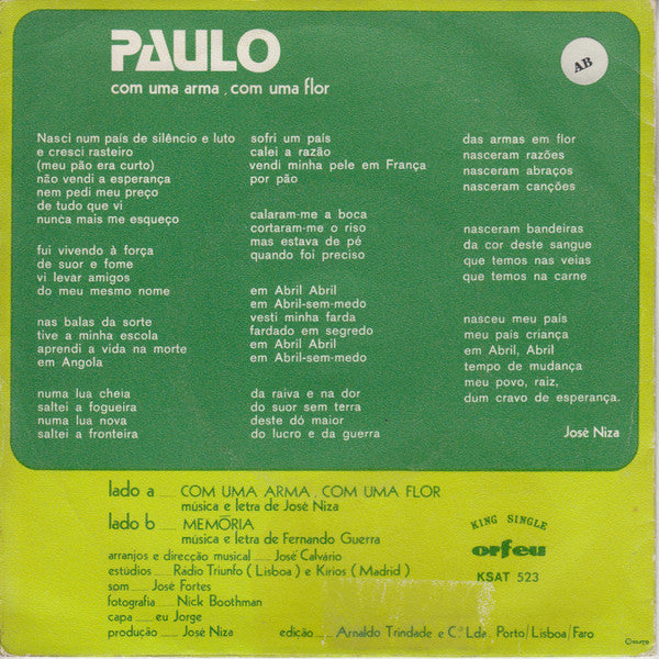 Paulo De Carvalho - Com Uma Arma, Com Uma Flor