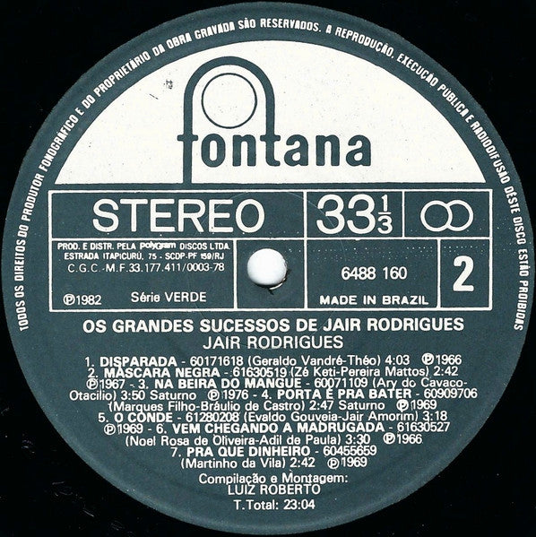 Jair Rodrigues - Os Grandes Sucessos De Jair Rodrigues