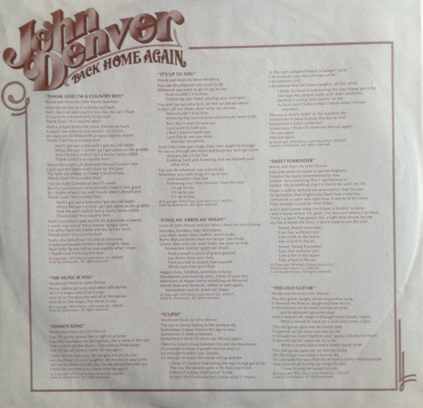 John Denver - Back Home Again