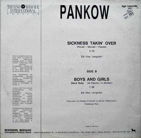 Pankow - Sickness Takin' Over / Boys And Girls
