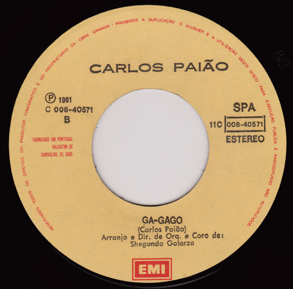 Carlos Paião - Pó De Arroz / Ga-Gago