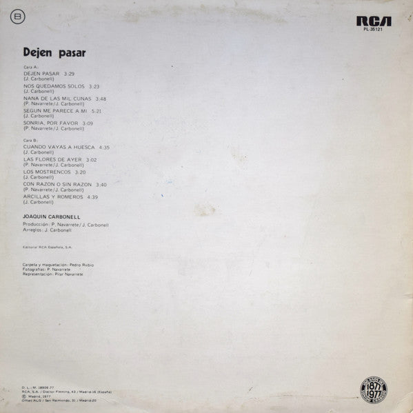 Joaquín Carbonell - Dejen Pasar