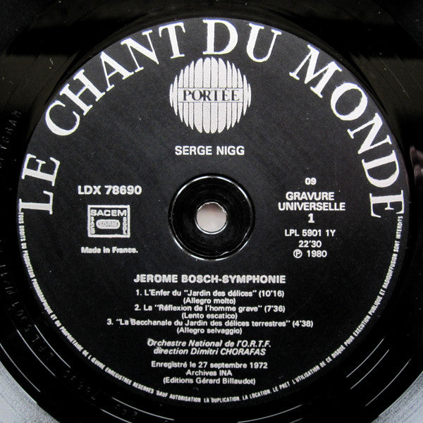 Serge Nigg - Jérôme Bosch-Symphonie / Le Chant Du Dépossédé