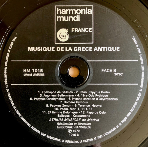 Atrium Musicae De Madrid, Gregorio Paniagua - Musique De La Grèce Antique