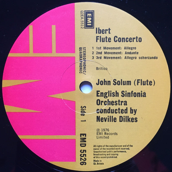 John Solum, English Sinfonia, Neville Dilkes - Flute Concertos / Concerto Da Camera