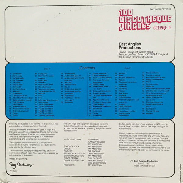 East Anglian Productions - 100 Discotheque Jingles Volume 2