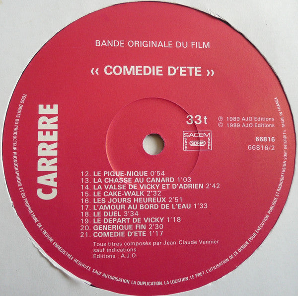 Jean-Claude Vannier - Comédie D’Été (Bande Originale Du Film)