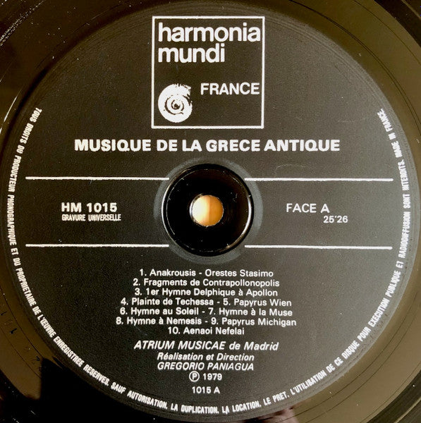 Atrium Musicae De Madrid, Gregorio Paniagua - Musique De La Grèce Antique