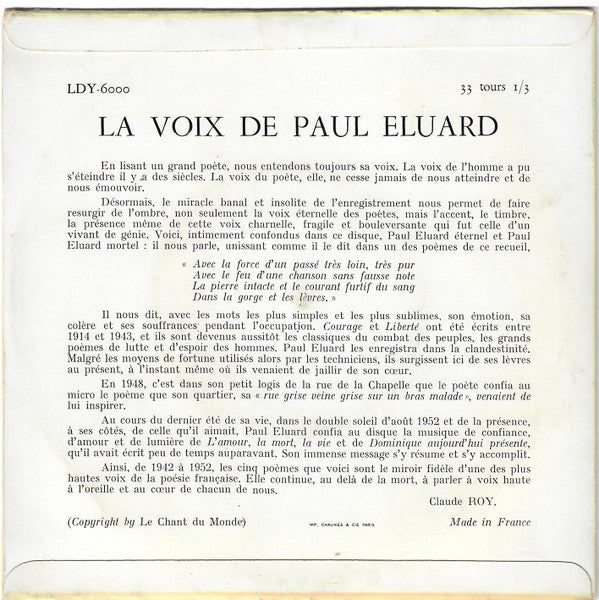 Paul Éluard - La Voix De Paul Eluard