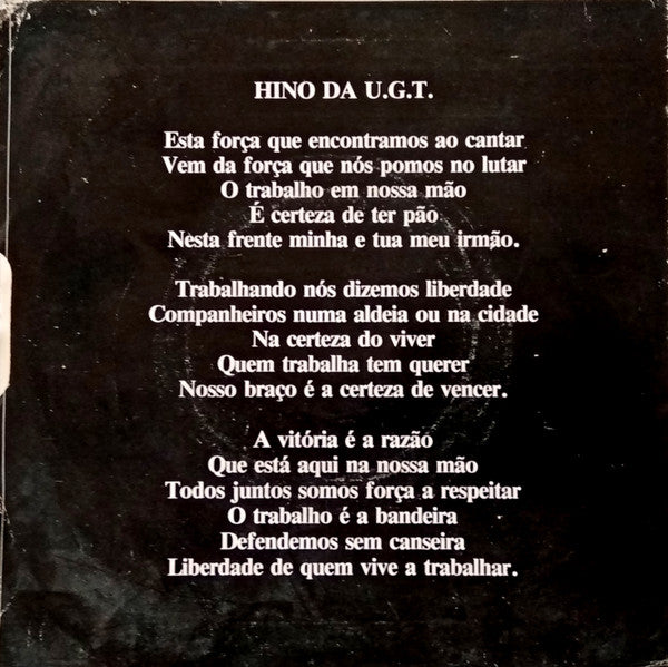 União Geral De Trabalhadores - Hino Da UGT (Do 1º De Maio De 1979)