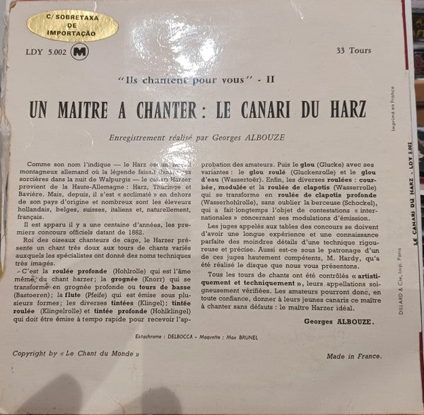 Georges Albouze - Un Maître À Chanter : Le Canari Du Harz