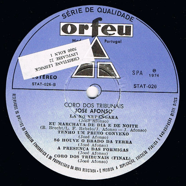 José Afonso - Coro Dos Tribunais