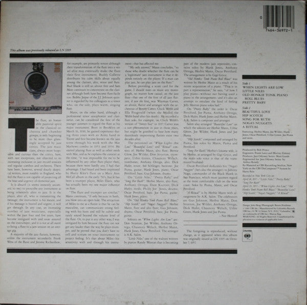 Herbie Mann With Urbie Green, Joe Wilder, Hank Jones, Joe Puma, Oscar Pettiford - Salute To The Flute