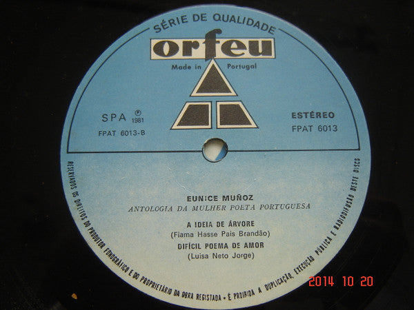 Eunice Muñoz - Antologia Da Mulher Poeta Portuguesa