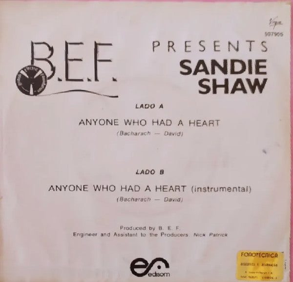 British Electric Foundation Presents Sandie Shaw - Anyone Who Had A Heart