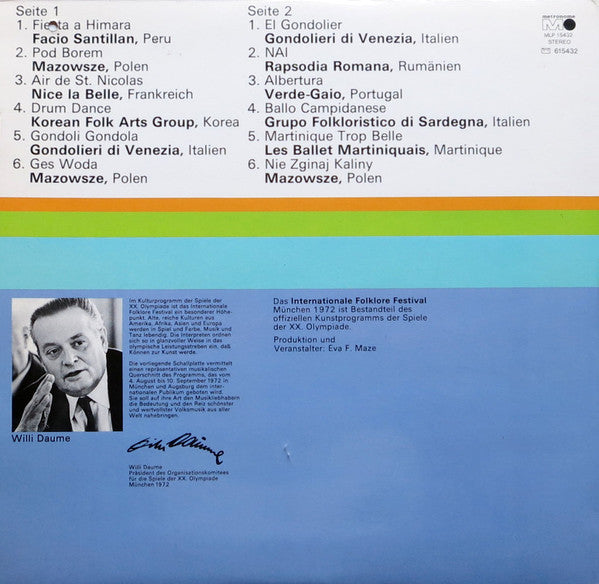 Various - Eine Auswahl Aus Dem Offiziellen Folklore-Programm Der Olympischen Spiele München 1972