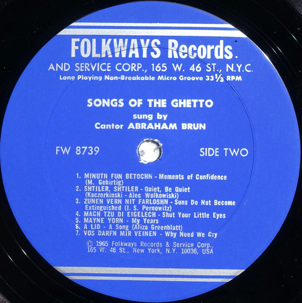 Cantor Abraham Brun - Songs Of The Ghetto